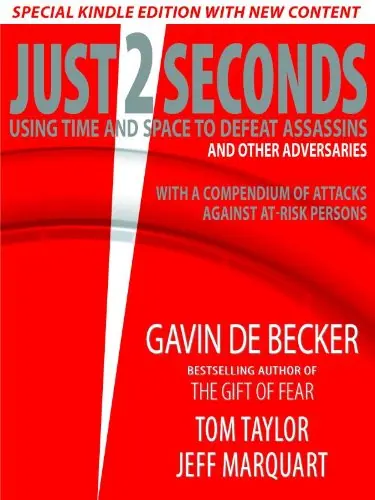 Cover of ‘Just 2 Seconds,’ featuring the book’s title in bold, impactful font, symbolizing the critical timeframe in executive protection scenarios discussed within. The design visually represents the themes of urgency, precision, and the strategic use of time and space to defeat adversaries, as explored in this comprehensive guide to personal and VIP security.